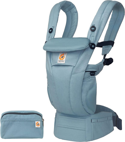 Ergobaby Mochila Porta Bebé Omni Dream para recién nacidos desde el nacimiento hasta 20,4 kg, 4 posiciones con algodón SoftTouch, posición ergonómica para llevar al bebé delante y detrás, azul pizarra