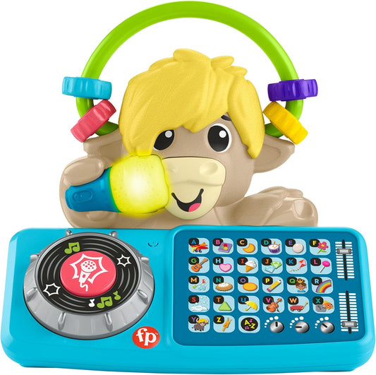 Fisher-Price Brinquedo de aprendizagem para bebês Link Squad A a Z Yak com música interativa e luzes para idades de 9+ meses, inglês do Reino Unido, compatível apenas com itens Link Squad, HYL23