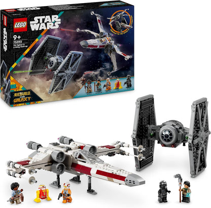 LEGO  Conjunto mash-up Star Wars TIE Fighter e X-Wing, brinquedo de construção Starfighter com mais de 9 anos para crianças, veículos com 4 minifiguras e uma figura de dróide, presente criativo para meninos, meninas e fãs 75393