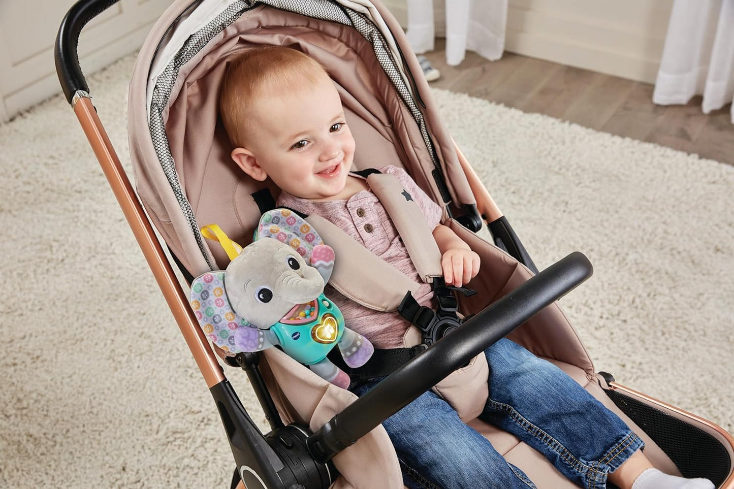 VTech Baby Cuddle &amp; Sing Elephant, Juguete Interactivo para Bebé con Luces, Números y Canciones, Sonajeros y Texturas, Regalo para Bebés de 3, 6, 9, 12 Meses+, Versión en Inglés