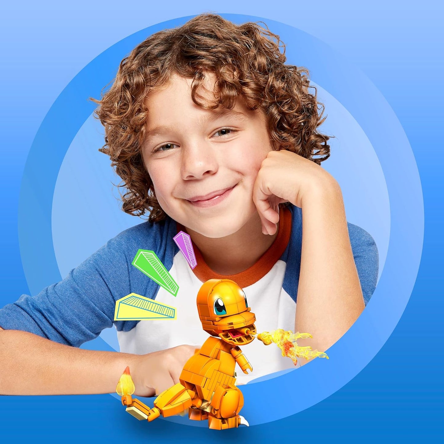 MEGA Conjunto de construção de brinquedo Pokémon Build & Show Squirtle e Pokémon Build & Show Charmander, 4 polegadas de altura, articulável, 185 tijolos e peças, para meninos e meninas, de 7 anos ou mais - GKY96