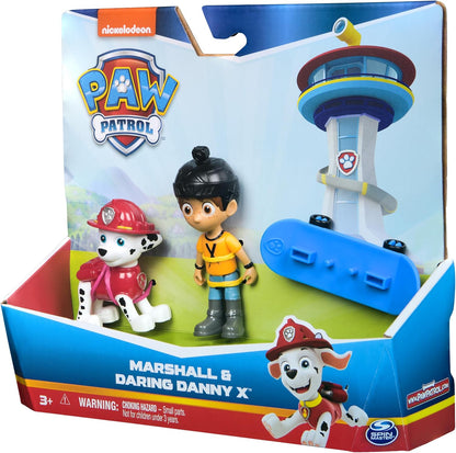 Paw Patrol Marshall y Daring Danny X Figuras con monopatín, juguetes para niños y niñas de 3 años en adelante