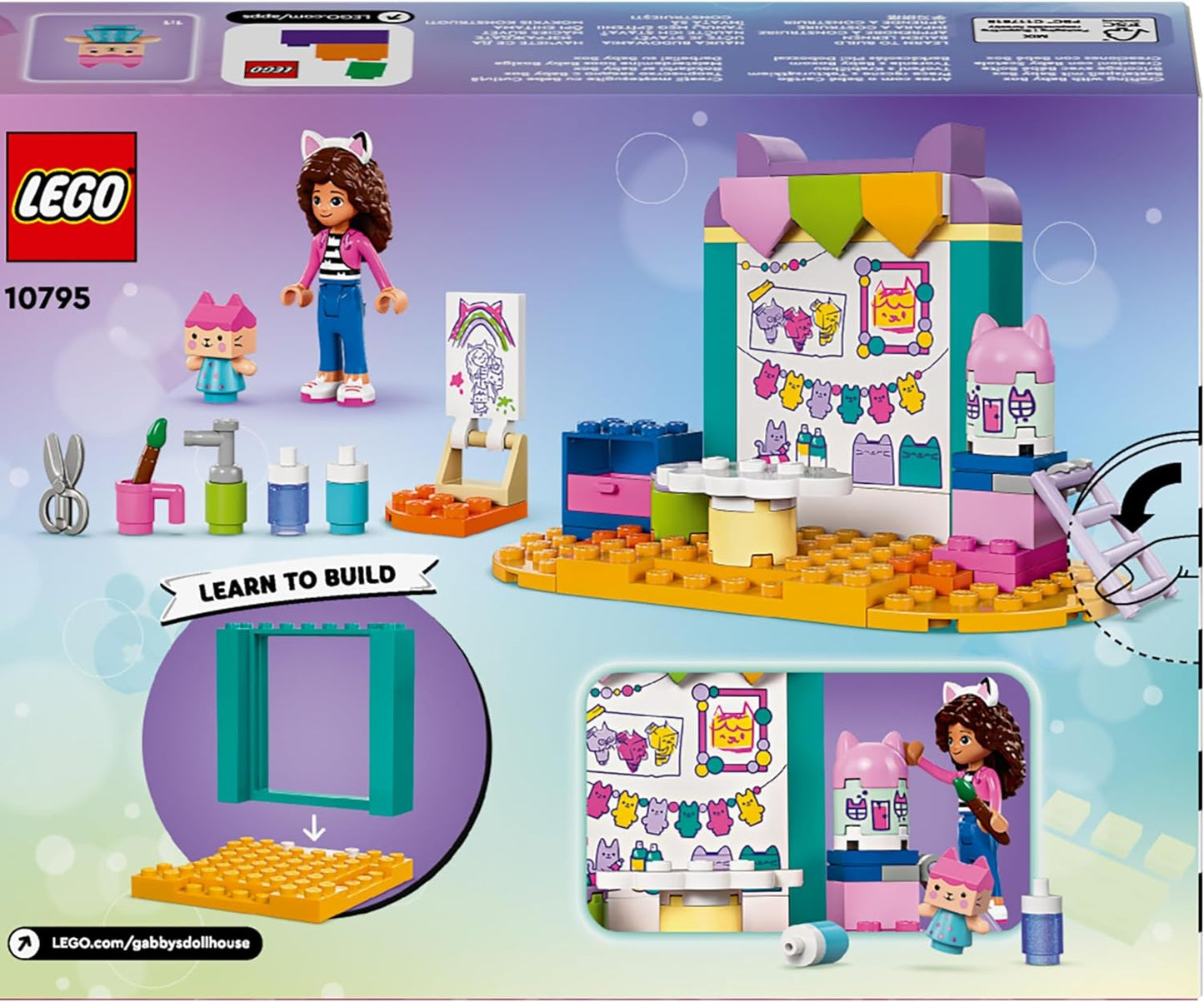 LEGO Gabby’s Dollhouse Crafting com Baby Box Toy para crianças, meninas e meninos de mais de 4 anos, brinquedos de aprendizagem pré-escolar para brincadeiras imaginativas, ideia de presente de aniversário 10795