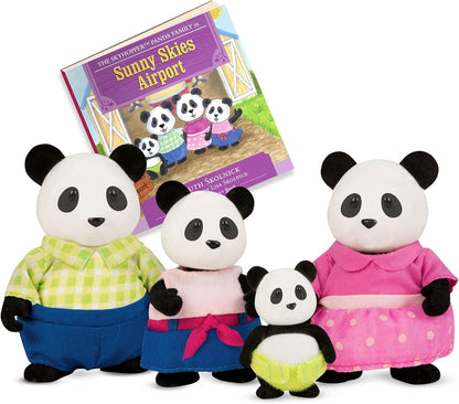 Li'l Woodzeez 6154M Li’l Woodzeez – Família Skyhopper Panda – Conjunto de 5 peças com estatuetas em miniatura e livro de histórias – Brinquedos de animais e acessórios Acc Tiere para crianças a partir de 3 anos, multicolorido