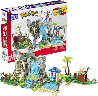 MEGA Conjunto de brinquedos de construção Pokémon Jungle Voyage com 1362 peças, 4 personagens articulados e articulados e ambiente, para crianças