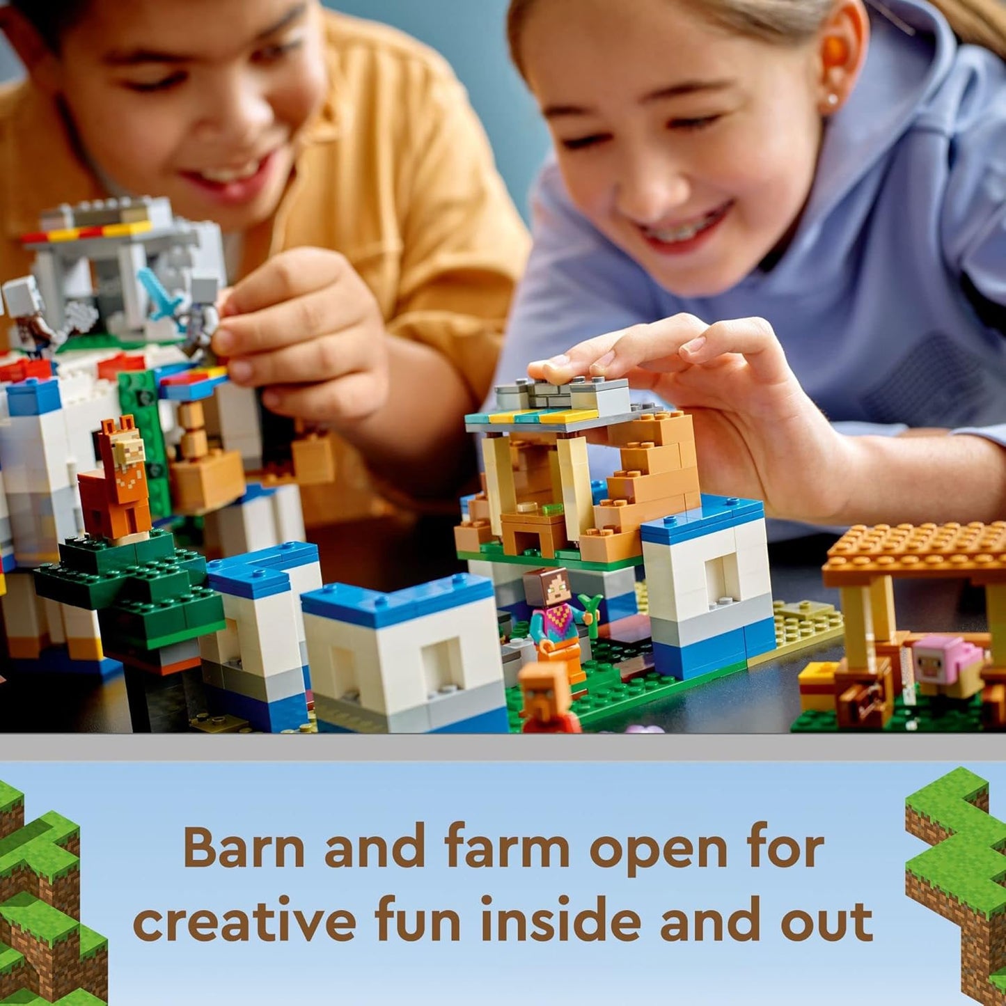 LEGO Minecraft The Llama Village Farm House Toy Building Set 21188, ideia de presente Minecraft para crianças, meninos, meninas com mais de 9 anos de idade, crie uma vila Minecraft com 6 edifícios e minifiguras personalizáveis