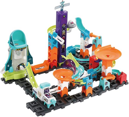 VTech Marble Rush Magentic Dino Adventure, Set de Construcción para Niños, 10 Canicas y 100 Piezas de Construcción, Juguete de Construcción, Dinosaur Marble Rush con Efectos de Luz y Sonido para 4, 5, 6 años + Versión en Inglés