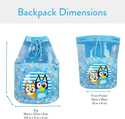 Bluey Bolsa de natação infantil praia piscina natação mochila com cordão para meninos ou meninas azul