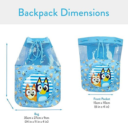 Bluey Bolsa de natação infantil praia piscina natação mochila com cordão para meninos ou meninas azul