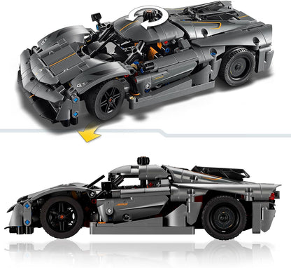 LEGO Technic Koenigsegg Jesko Absolut Grey Hypercar, conjunto de brinquedos de construção de carros de corrida para meninos, meninas e crianças com mais de 10 anos, kit de modelo de veículo montável, introdução à engenharia,