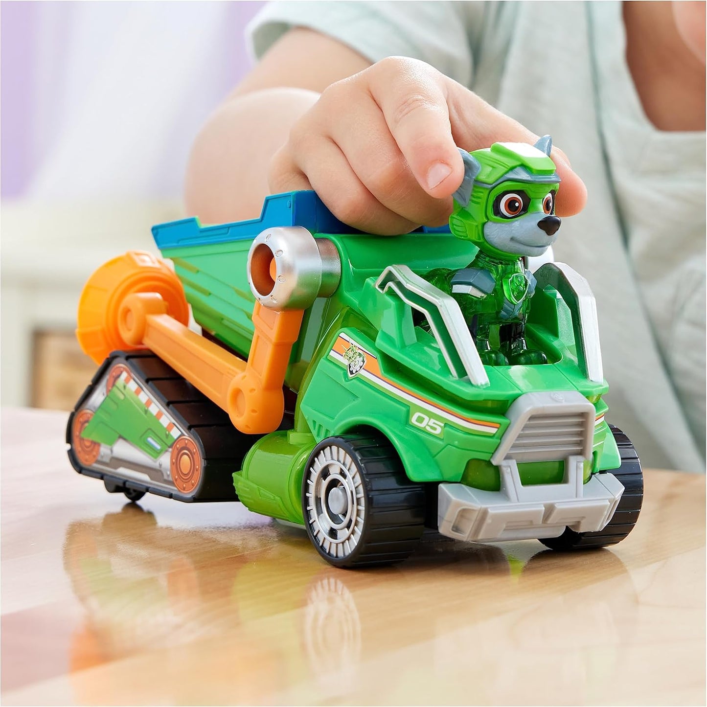 Paw Patrol: The Mighty Movie Toy Recycling Truck com Rocky Mighty Pups bonecos de ação, luzes e sons, brinquedos infantis para meninos e meninas 3+