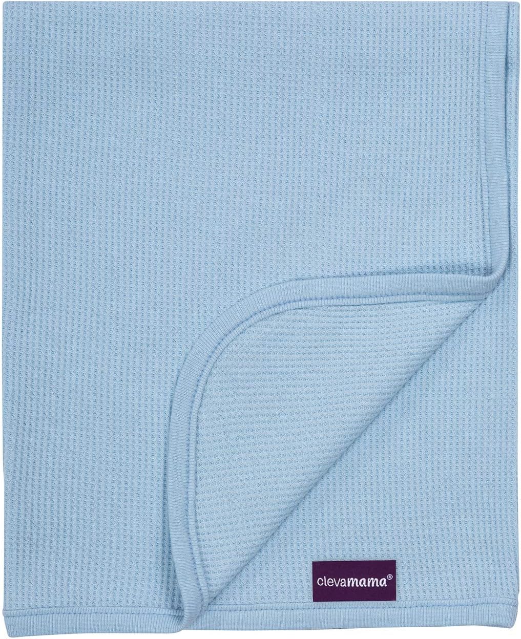 Clevamama Cobertor de algodão Wraffle Wave para bebê - Para roupa de cama de berçário, Carib, berço - 120x140 - Azul