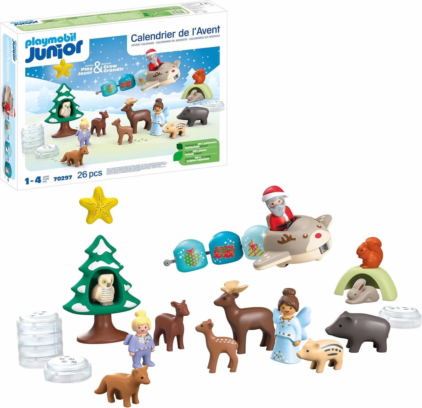 Playmobil Calendário do Advento 70297: 1.2.3 Natal com neve, contagem regressiva para o Natal, inclui 24 portas para abrir todos os dias em dezembro, brinquedo de Natal para crianças a partir de 4 anos