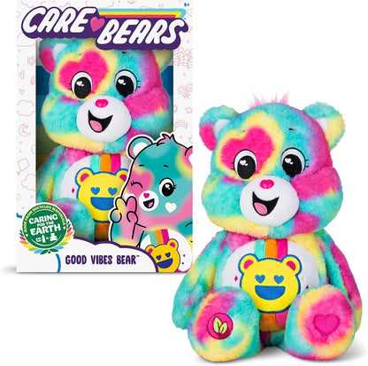 Care Bears, Good Vibes Bear Peluche mediano de 35 cm, ecológico, juguetes de peluche coleccionables para niños, peluches para niñas y niños, lindos ositos de peluche adecuados para niñas y niños de 4 años en adelante, diversión básica 22684