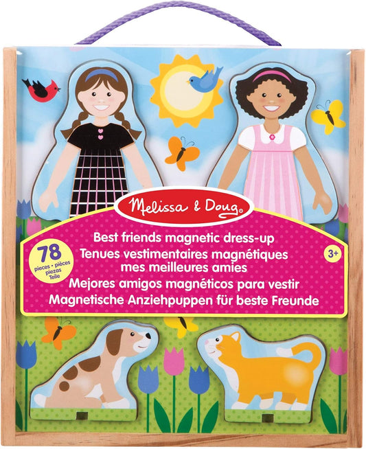 Melissa & Doug Bonecas magnéticas Best Friends para crianças de 3 anos, conjuntos de artesanato infantil para meninas e meninos, kits de artesanato de bonecas de madeira para crianças de 3 anos ou mais, bonecas magnéticas para meninas