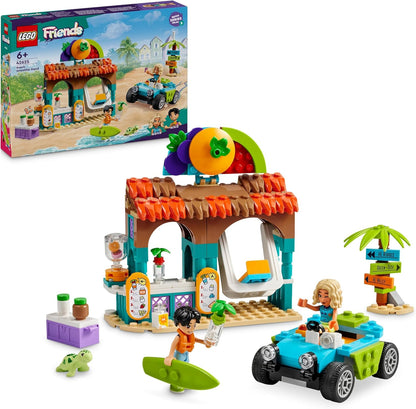 LEGO Barraca de smoothies de praia Friends, conjunto de comida infantil para brincar, ideia de presente para meninas e meninos de 6 anos ou mais, com 2 minibonecas, figura de tartaruga e acessórios 42625