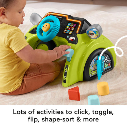 Fisher-Price Brinquedo de aprendizagem para bebês e crianças pequenas da rir e aprender, sentar e dirigir, centro de atividades de carro para motorista com palcos inteligentes para maiores de 6 meses