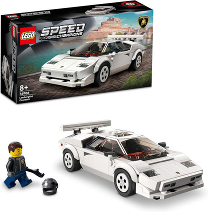 LEGO Speed Champions Lamborghini Countach, réplica de modelo de brinquedo de carro de corrida, conjunto de construção colecionável com minifigura de piloto de corrida 76908