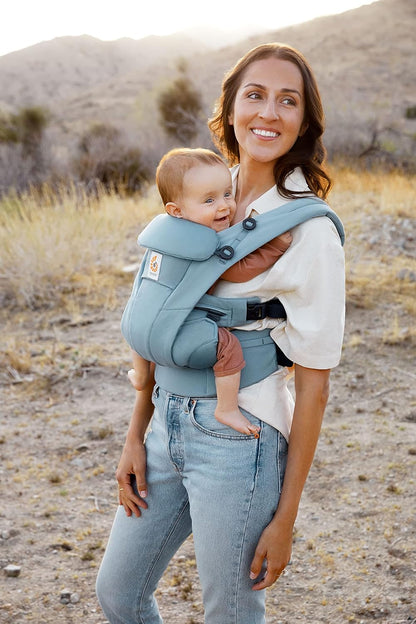 Ergobaby Mochila Porta Bebé Omni Dream para recién nacidos desde el nacimiento hasta 20,4 kg, 4 posiciones con algodón SoftTouch, posición ergonómica para llevar al bebé delante y detrás, azul pizarra