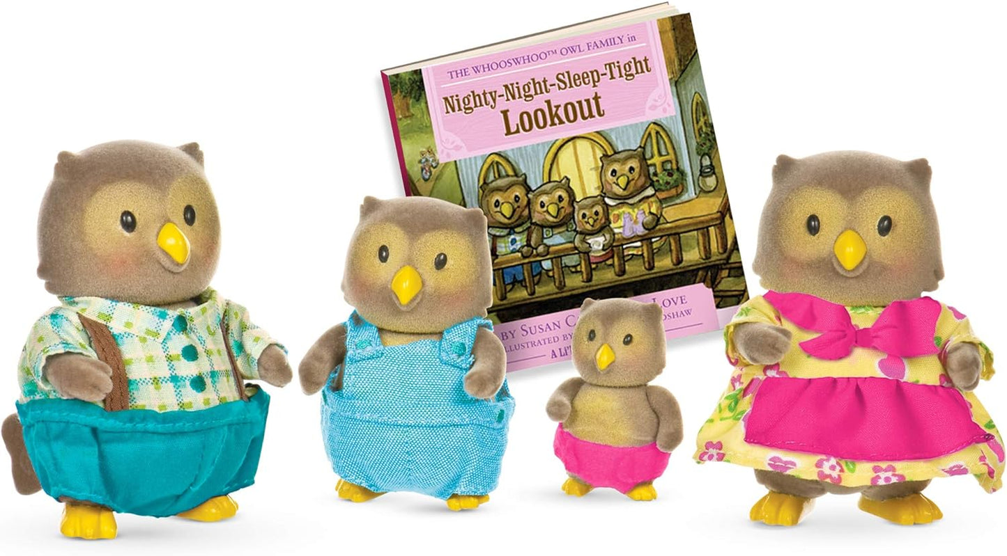 Li’l Woodzeez – Família de esquilos Bushytail – Conjunto de brinquedos de 5 peças com estatuetas de animais em miniatura e livro de histórias – Brinquedos e acessórios de animais para crianças a partir de 3 anos