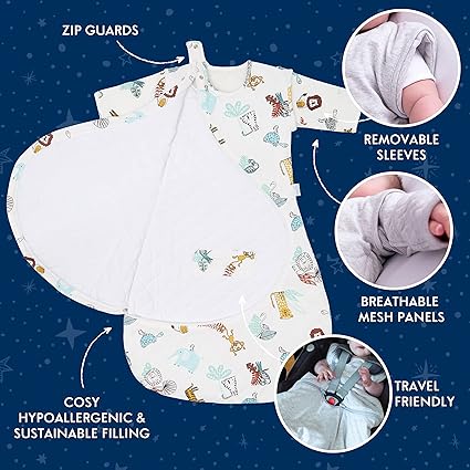 Saco de dormir para bebé PurFlo | Saco de dormir de 2,5 tog para todas las estaciones con mangas extraíbles | Saco de dormir de viaje | Artículos imprescindibles para recién nacidos en invierno y verano.