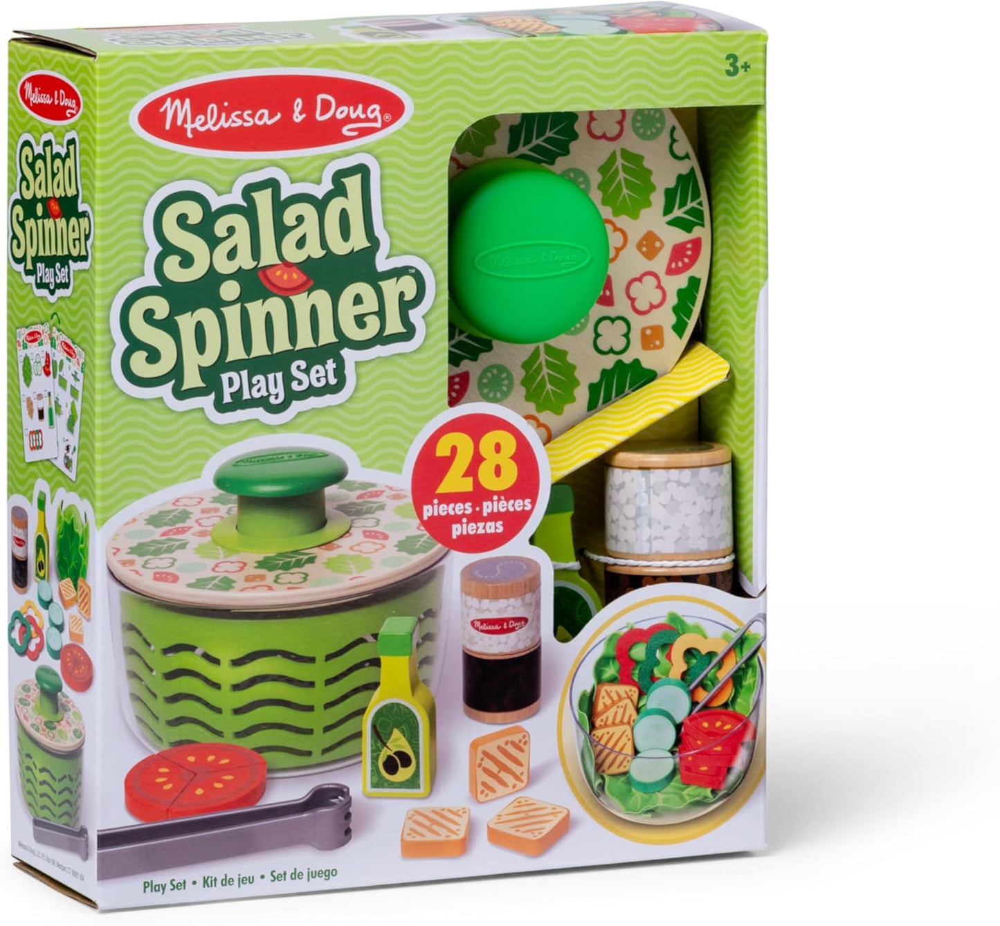 Melissa & Doug Conjunto de jogos Salad Spinner, comida de simulação para meninos e meninas de 3 anos ou mais