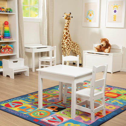 Melissa & Doug Conjunto de mesas e cadeiras infantis de madeira - branco, móveis de quarto infantil, decoração de sala de jogos, espaços de recreação e decoração de quarto, móveis,