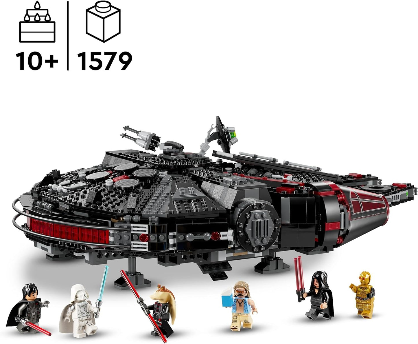 LEGO Star Wars Set de nave espacial The Dark Falcon, juguete de construcción de vehículos para niños y niñas a partir de 10 años, con 6 minifiguras incl. C-3PO, regalo de cumpleaños para niños y fans 75389