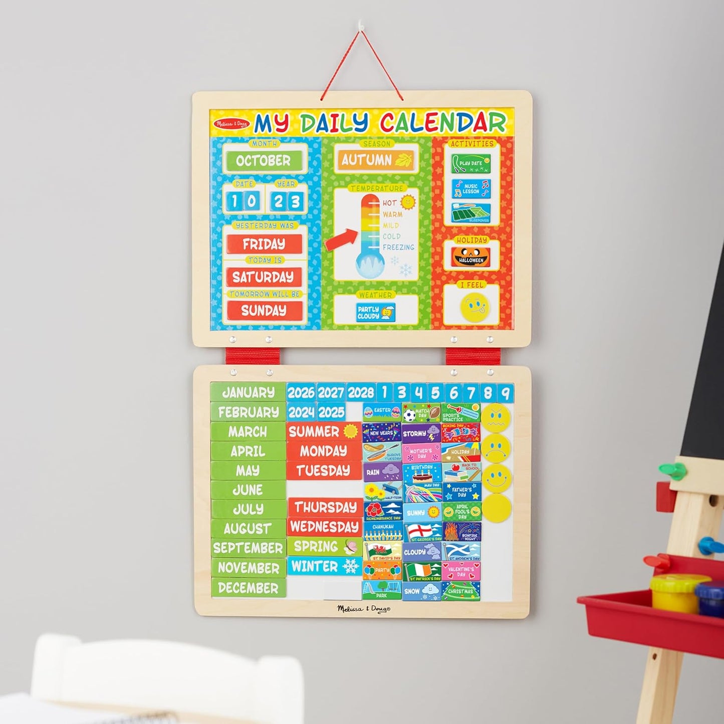 Melissa & Doug meu primeiro calendário magnético diário de madeira para crianças | Brinquedos de madeira | Quadro do Calendário de Desenvolvimento | Brinquedo Educacional | 3+ | Presente para menino ou menina