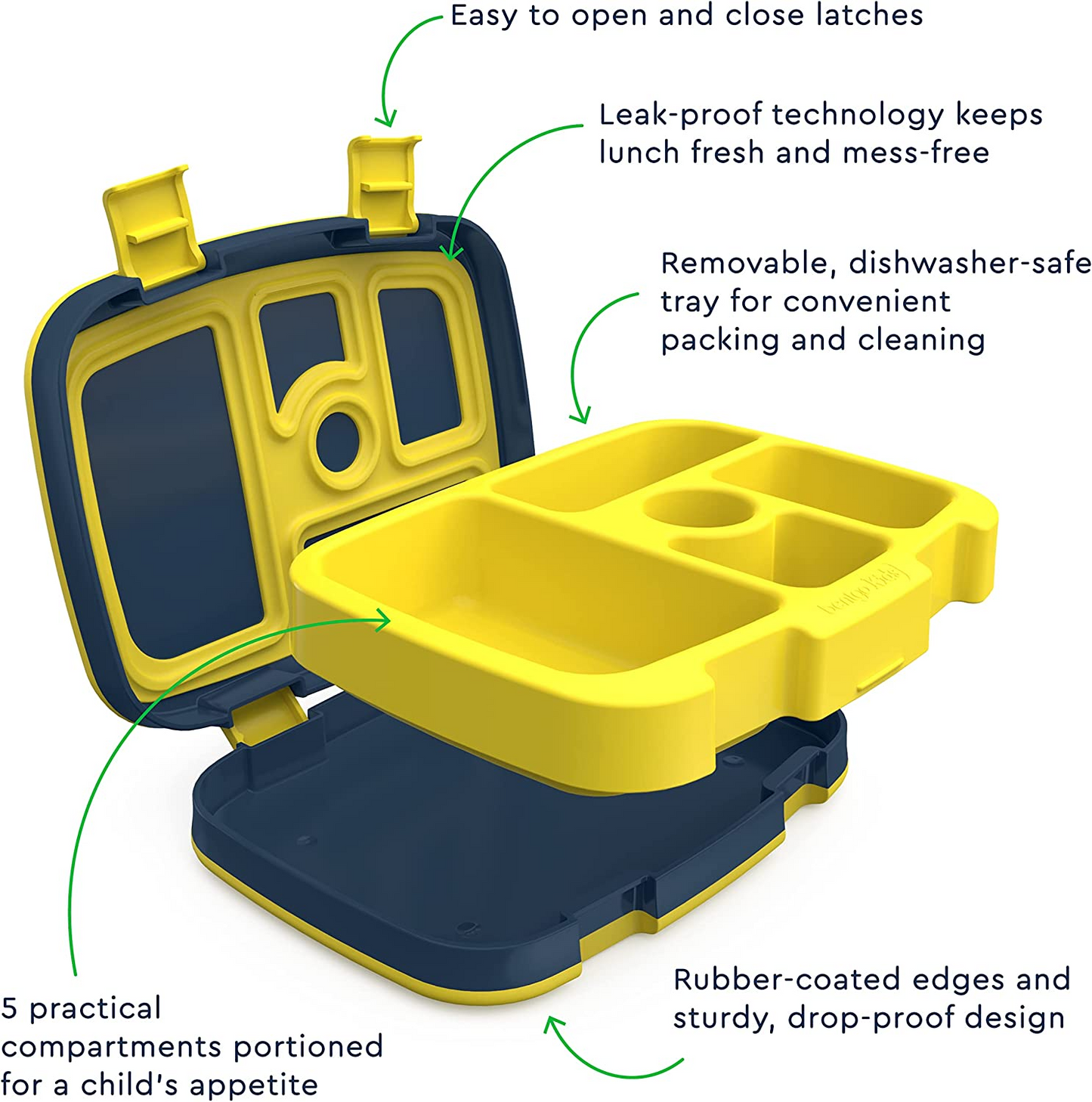 Bentgo lancheira infantil à prova de vazamento, lancheira infantil estilo Bento com 5 compartimentos