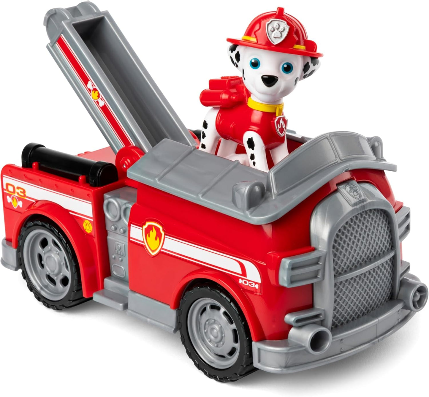 Paw Patrol, camión de bomberos Marshall, camión de juguete con figura de acción coleccionable, juguetes sostenibles para niños y niñas de 3 años en adelante