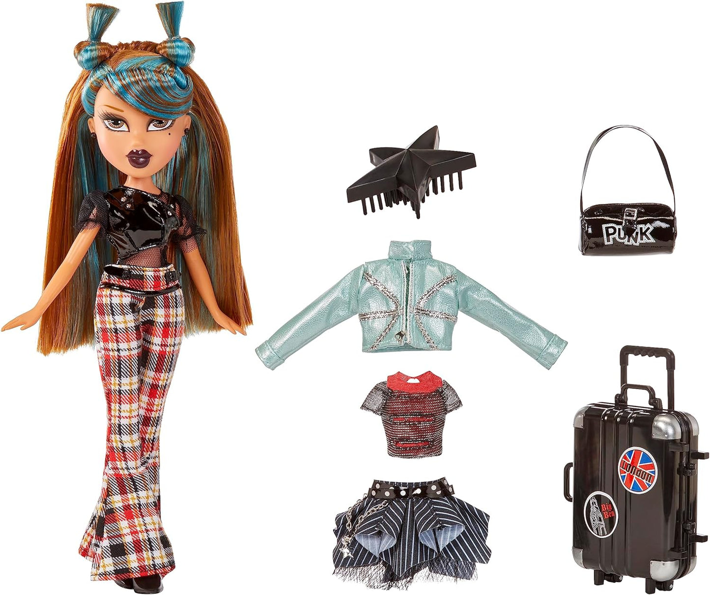 Bratz Boneca da moda Pretty ‘N’ Punk - YASMIN - Duas bonecas de relançamento favoritas dos fãs com roupas da moda mix & match, mala personalizável e acessórios divertidos - para crianças e colecionadores com mais de 6 anos