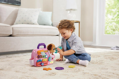 VTech Baby Cutie Porta Cachorros, Juguete Interactivo de Juego de Roles con 6 Accesorios, Botones Iluminados con Música, Sonidos y Frases, Regalo para Bebés de 9, 18, 24 Meses+