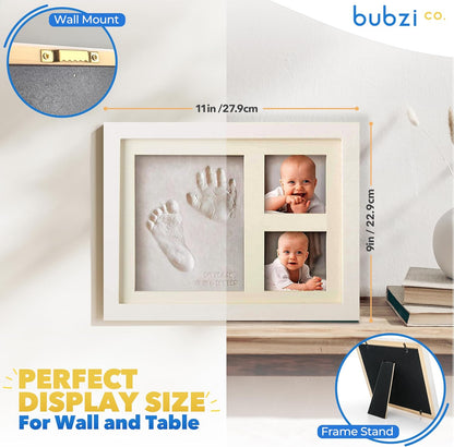 Bubzi Co Kit de creación de huellas y huellas de manos, fotos enmarcadas para recién nacidos, niños y niñas, regalos para bebés, regalo personalizado para hitos del bebé, marcos de fotos con memoria para decoración