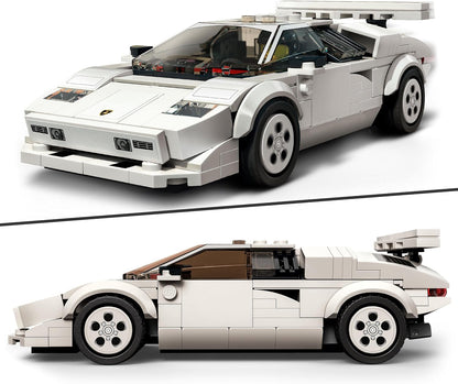 LEGO Speed Champions Lamborghini Countach, réplica de modelo de brinquedo de carro de corrida, conjunto de construção colecionável com minifigura de piloto de corrida 76908