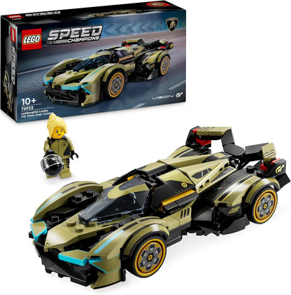 LEGO Speed Champions Lamborghini Lambo V12 Vision GT Super Car Toy para meninos e meninas de 10 anos ou mais, conjunto de modelo de veículo edificável, decoração de quarto infantil, ideia de presente de aniversário 76923