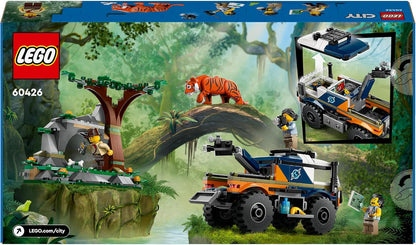 LEGO Conjunto de construção de brinquedo de caminhão off-road City Jungle Explorer para meninos, meninas e crianças de 6 anos ou mais, ideia divertida de presente de aniversário, veículo off-road com 3 minifiguras de aventureiro