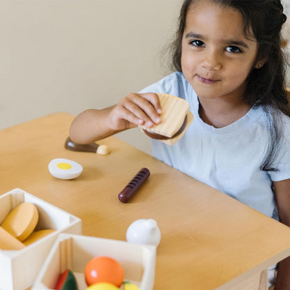 Melissa & Doug Corte de madeira Brincar Comida Brinquedos de comida de madeira Brinquedo Comida Brincar Comida Acessórios de cozinha 3+ Presente para menino de 3 anos, presente para menina de 3 anos