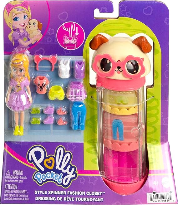 Polly Pocket - Cão guarda-roupa estilo carrossel giratório