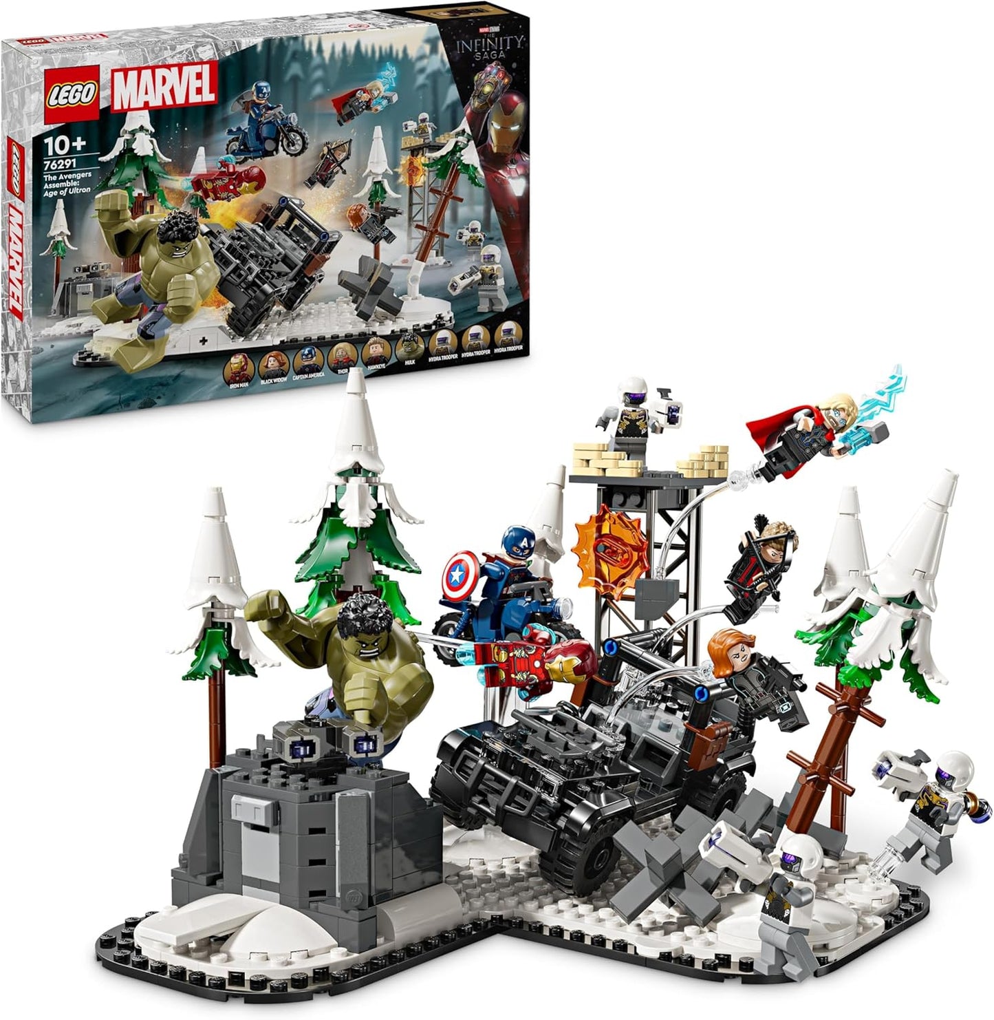 LEGO Marvel Los Vengadores: La era de Ultrón, Set de juguetes de superhéroes para construir para niños, niños y niñas mayores de 10 años, con 8 minifiguras, incluidas Thor, Hulk y Iron Man, idea de regalo