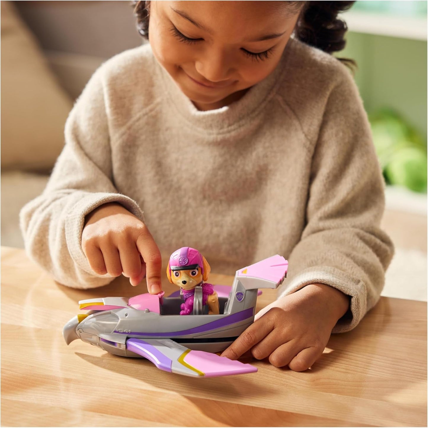 Paw Patrol Jungle Pups, vehículo Skye Falcon, avión de juguete con figura de acción coleccionable, juguetes para niños y niñas de 3 años en adelante