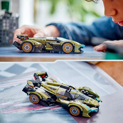 LEGO Speed Champions Lamborghini Lambo V12 Vision GT Super Car Toy para meninos e meninas de 10 anos ou mais, conjunto de modelo de veículo edificável, decoração de quarto infantil, ideia de presente de aniversário 76923