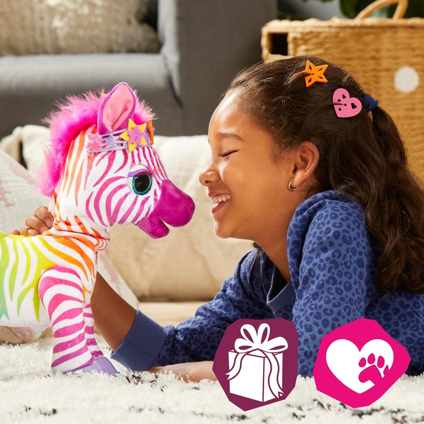 Brinquedo FurReal Zenya My Rainbow Zebra, brinquedos interativos para animais de estimação para meninas e meninos de 4 anos e mais