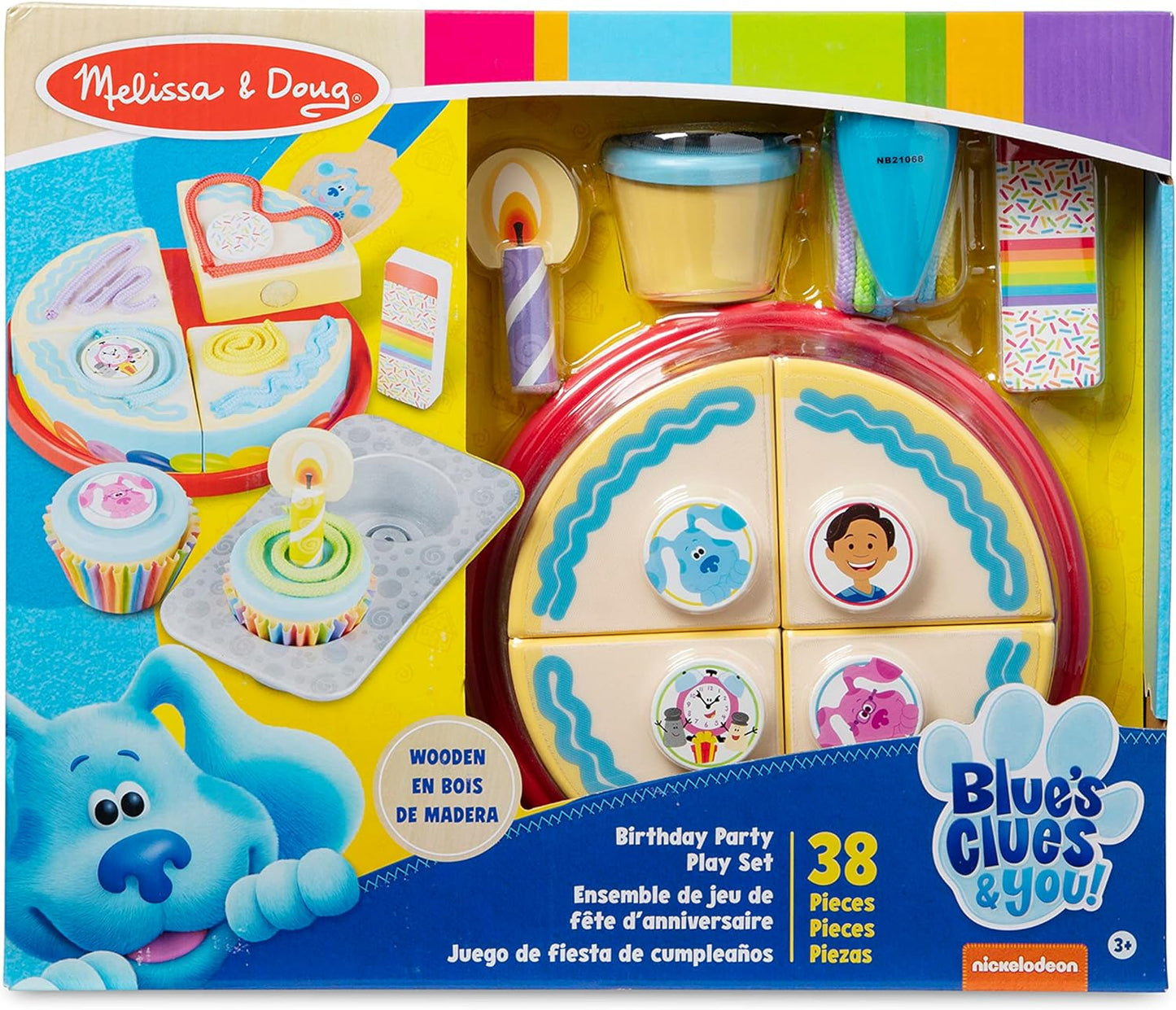 Melissa & Doug As pistas de Blue e você! Conjunto de jogos para festa de aniversário em madeira