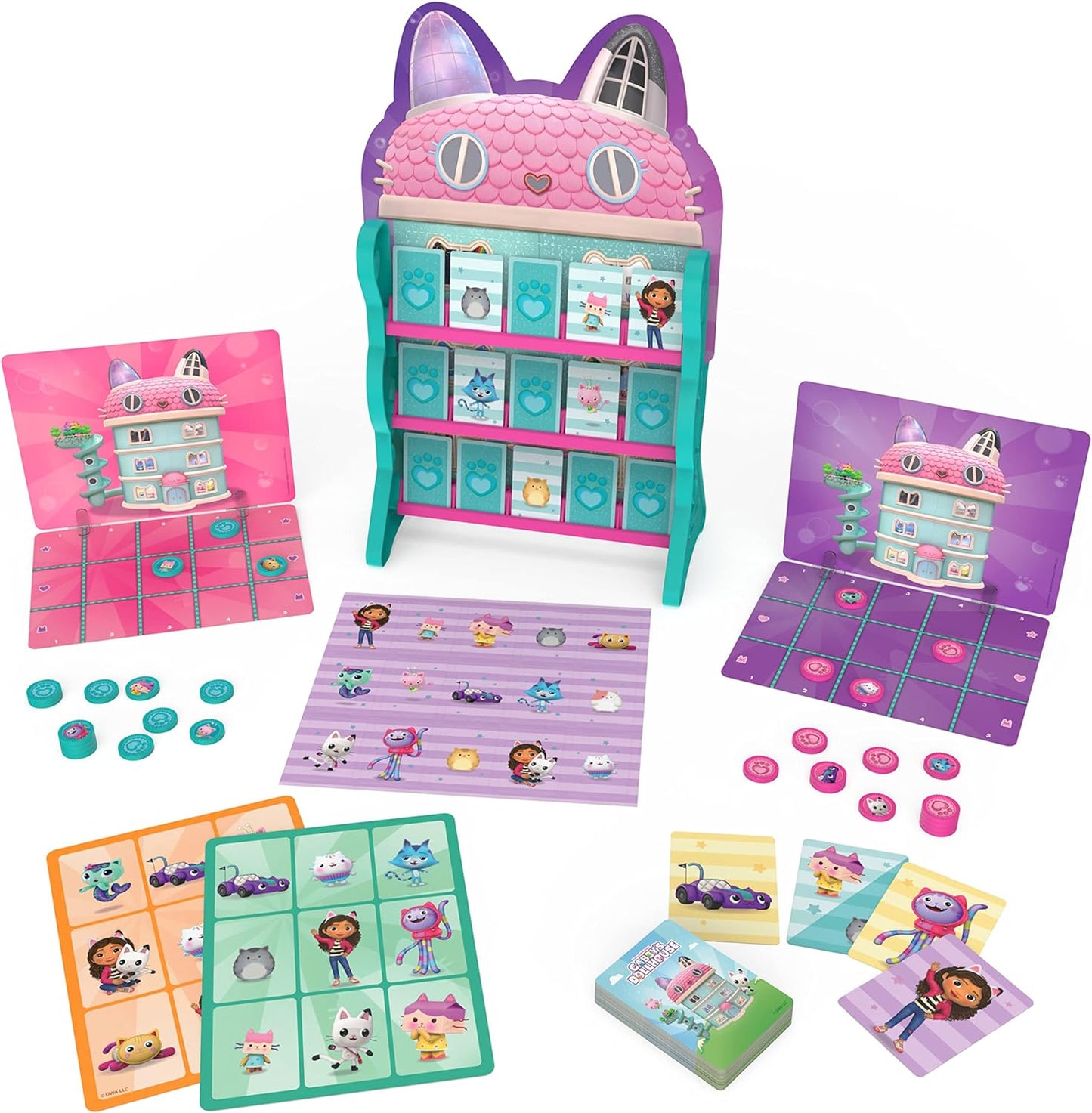 Gabby’s Dollhouse Jogos HQ Damas Tic Tac Toe Memory Match Go Fish Bingo Cards Jogos de tabuleiro Brinquedo Presente Netflix Fontes de festa, para crianças de 4 anos ou mais