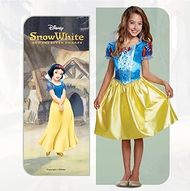 DISGUISE Traje clássico oficial da Branca de Neve da Disney para crianças, roupa de vestir da Branca de Neve, fantasias de princesa para meninas, vestido extravagante, fantasias do Dia Mundial do Livro para meninas