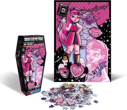 Clementoni 28184 Monster High Draculaura-150 peças, Jigsaw Kids 7 anos, quebra-cabeça de desenho animado, feito na Itália, rosa