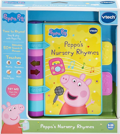 VTech Peppa Pig: Canciones infantiles de Peppa, Libro oficial de Peppa Pig con canciones infantiles, páginas claras, luces, música y efectos de sonido, Juguete interactivo para bebés de 9, 12, 18+ meses, versión en inglés