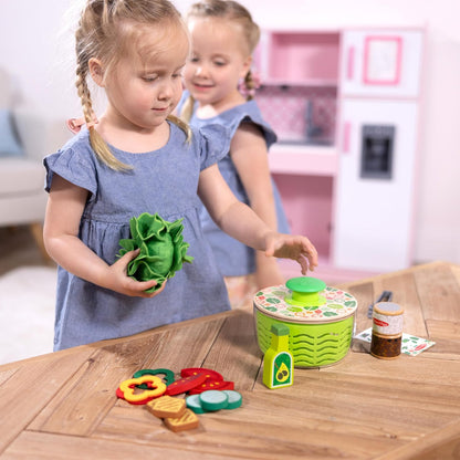 Melissa & Doug Conjunto de jogos Salad Spinner, comida de simulação para meninos e meninas de 3 anos ou mais