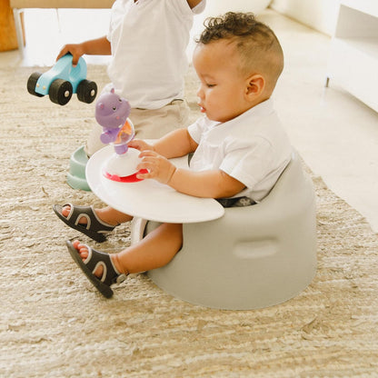 Bumbo Assento com bandeja para apoio de bebê – Assentos de bebê para sentar até 6 meses mais – Assento de chão para bebê Cool Grey